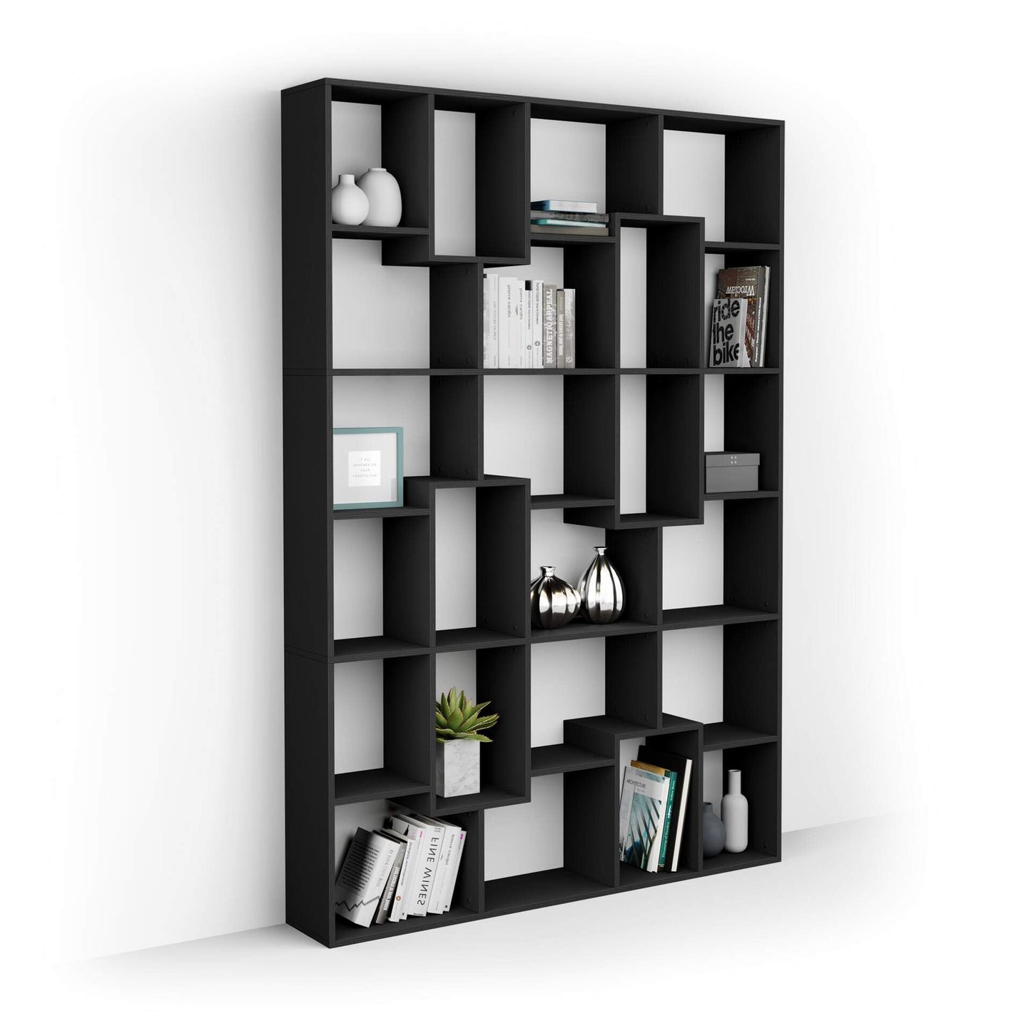 Mobili Fiver, Iacopo XS Bücherregal (63,31 x 31,5 Zoll), rustikale Eiche, Aufbewahrungsbücherregal, modernes Bücherregal für Wohnzimmer, Büro, italienische Möbel 