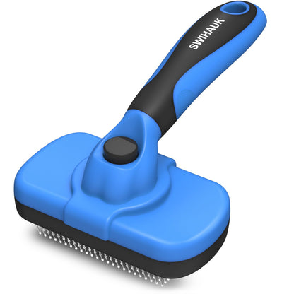 Swihauk Self Cleaning Slicker Brush - Skin Friendly for Dogs & Cats, Deshedding Grooming Tool for Shedding Hair, Puppy Brush for Haired Pets