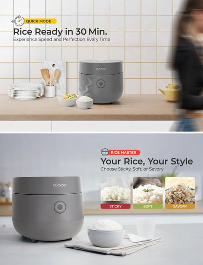 Rice Cooker 6 Cup Uncooked / 12 Cup Cooked, Fuzzy Logic, Delay Timer, Keep Warm, Steamer, Non-Stick Pot, Gray (CR-0675FG) – Gently Used