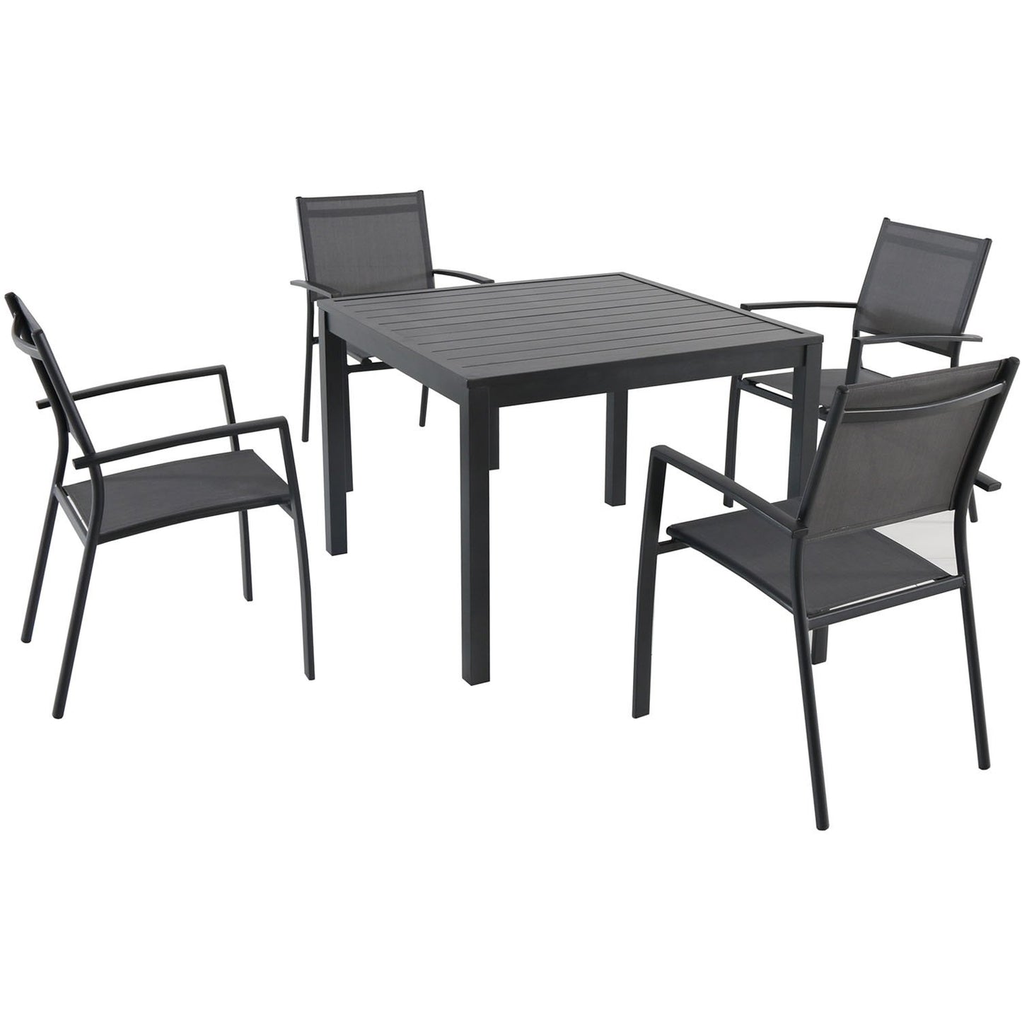 Hanover Naples 11-Piece Patio Dining Set with Rust Resistant Aluminum 40" x 118" Expanding Rectangular Dining Table w/ 10 High-Back Stackable Sling Chairs, Weather-Resistant Outdoor Dining Set for 10