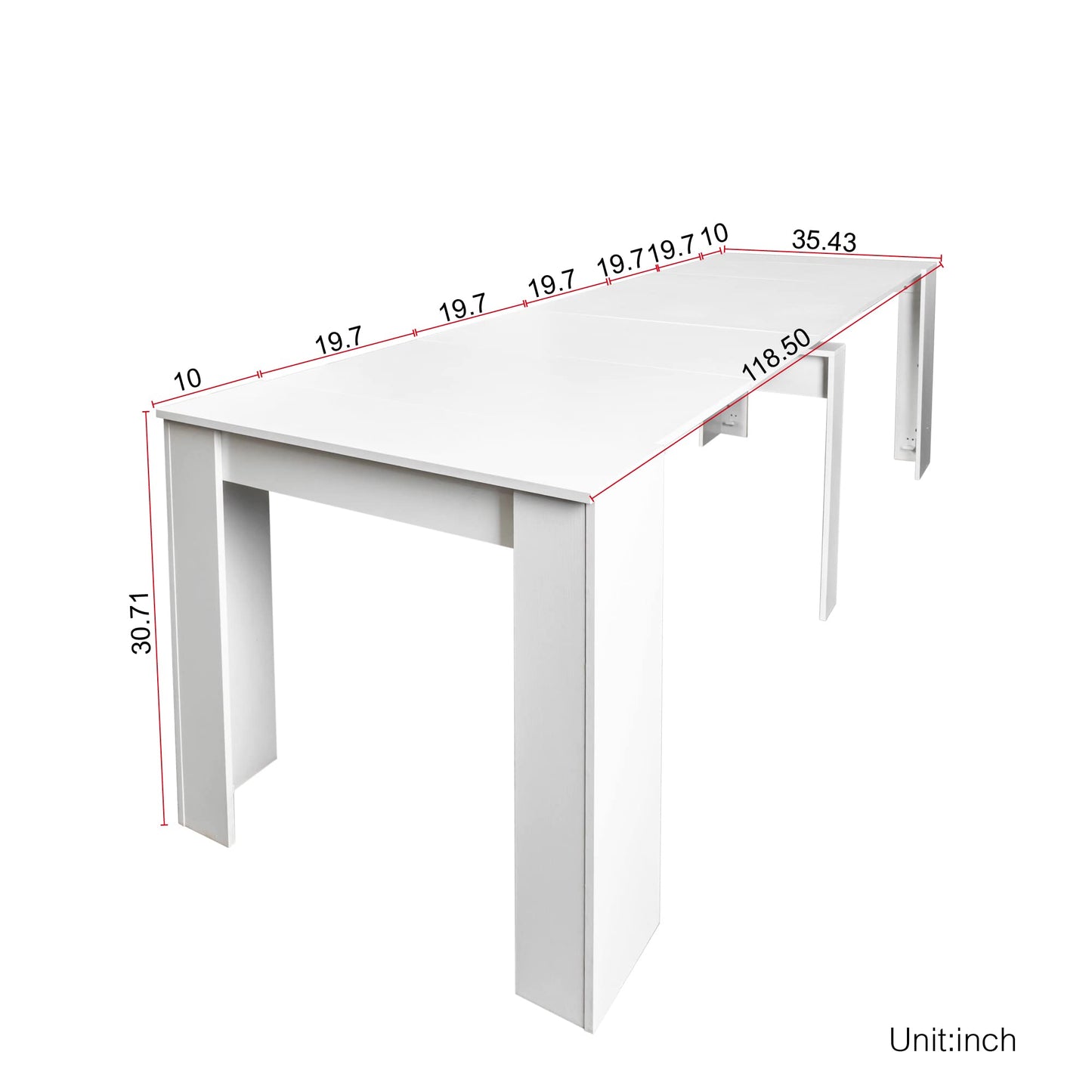 20"-118" Extendable Dining Table for 2-12 People, Modern Transformer Table, Space-Saving Extra Long Folding Dining Table, Multifunctional Conference Meeting Table, Walnut