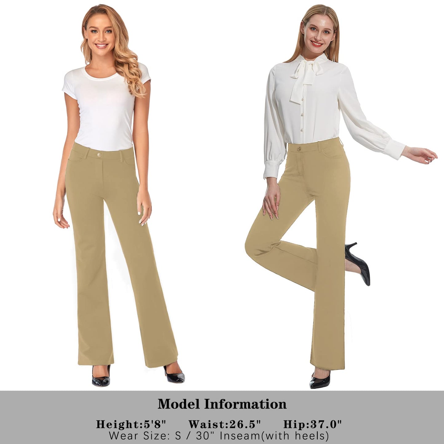 Pantalon extensible pour femme Tapata 28''/30''/32''/34'' avec poches, taille haute, petite, taille standard pour le travail au bureau 