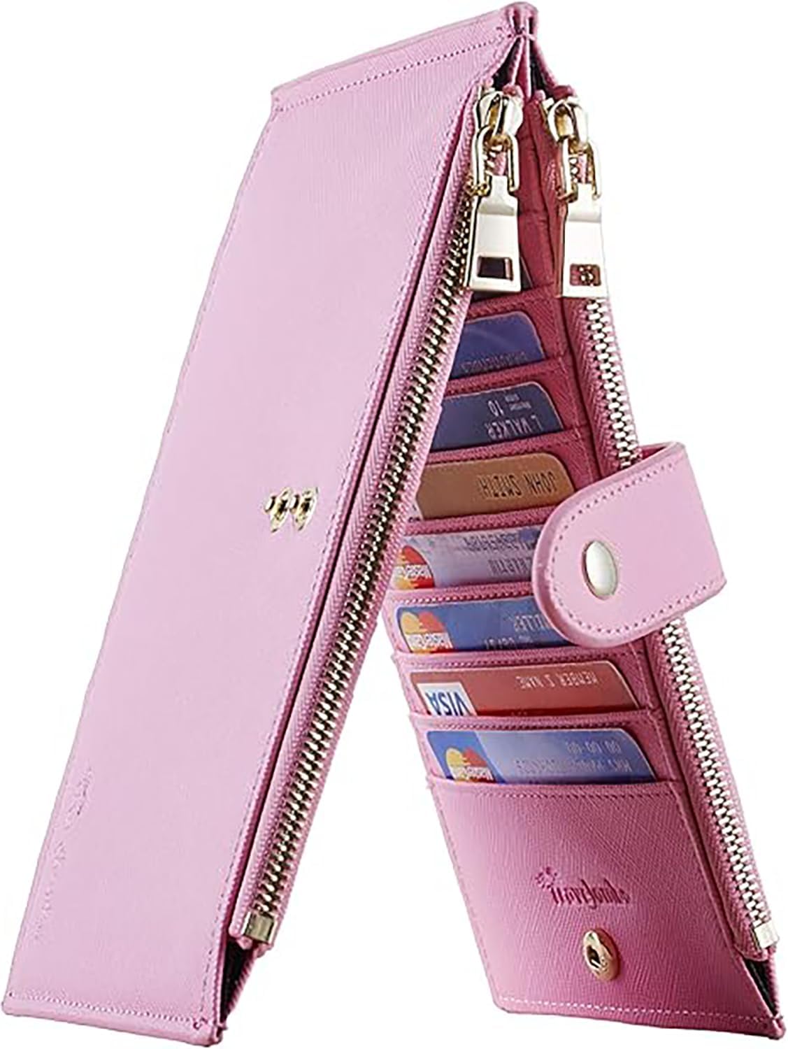Travelambo RFID Wallet Women Large Size Bifold Multi Card Wallet Case with Zipper Pocke Credit Card Holder for Women