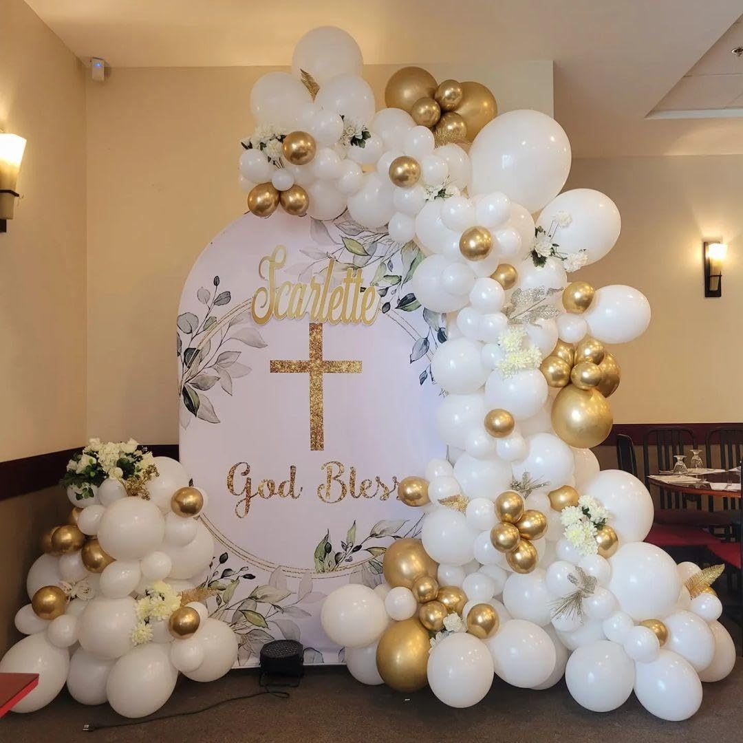 White and Gold Balloons 12 inch, 60pcs Gold and White Party Balloons with Gold Confetti Balloons for Wedding Baby Shower Birthday Bridal Shower Baptism Party Decoration