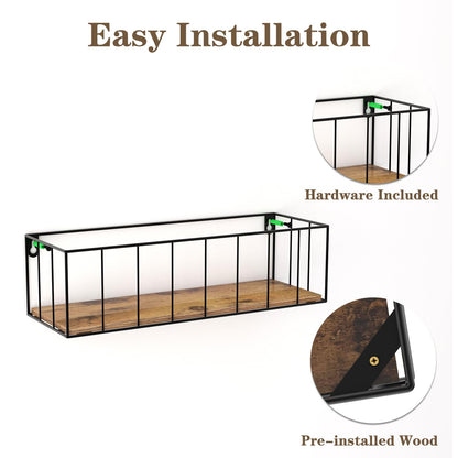 Floating Shelves Wall Mounted Set of 5, Hanging Wall Shelf with Rail for Bathroom, Bedroom, Living Room, Kitchen