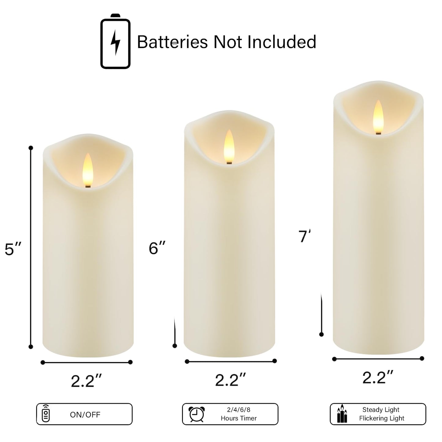 Flickering Flameless Candles Battery Operated with Remote and 2/4/6/8 H Timer Plexiglass Led Pillar Candles Pack of 9 (D2.3"xH 5"6"7")with Realistic Moving Wick Candles for Home Decor(White)