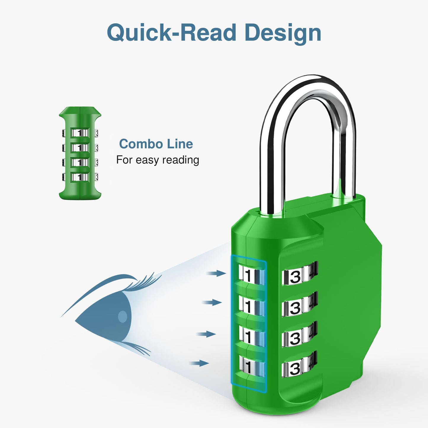 Puroma 4 Pack Combination Lock 4 Digit Locker Lock Outdoor Waterproof Padlock for School Gym Locker, Sports Locker, Fence, Toolbox, Gate, Case, Hasp Storage (Green)