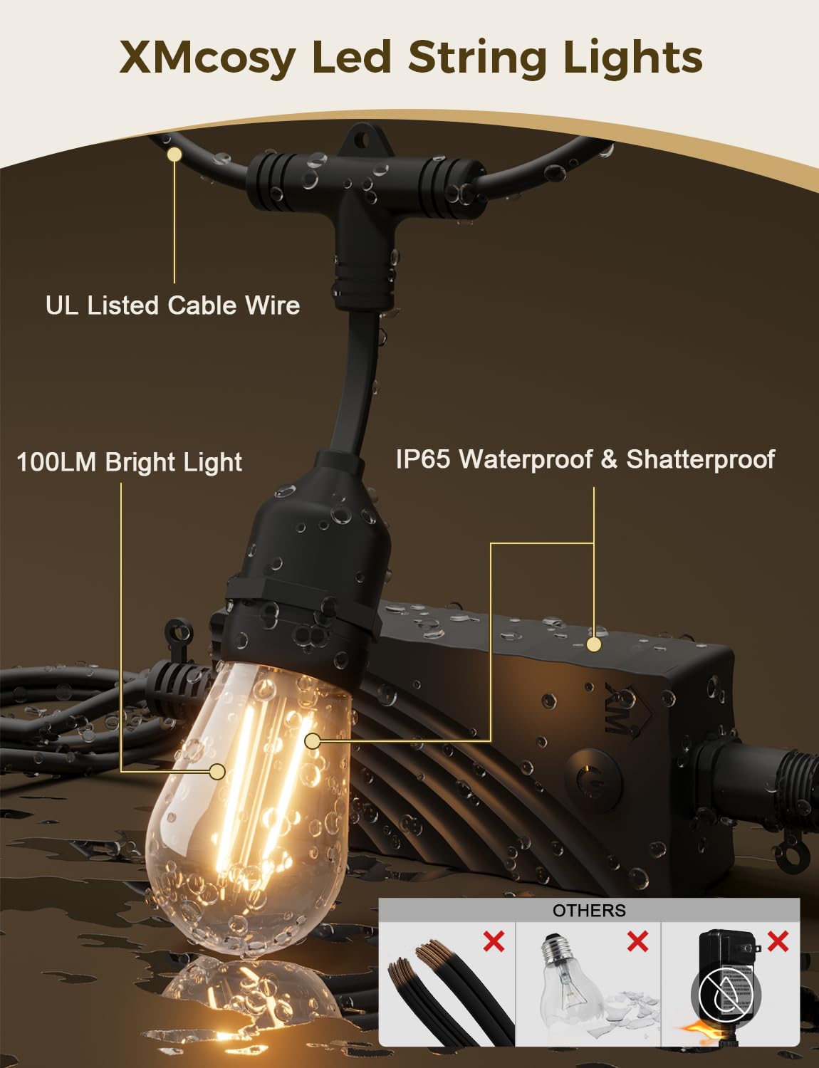 Smart Outdoor LED String Lights – App & Alexa Control, Waterproof