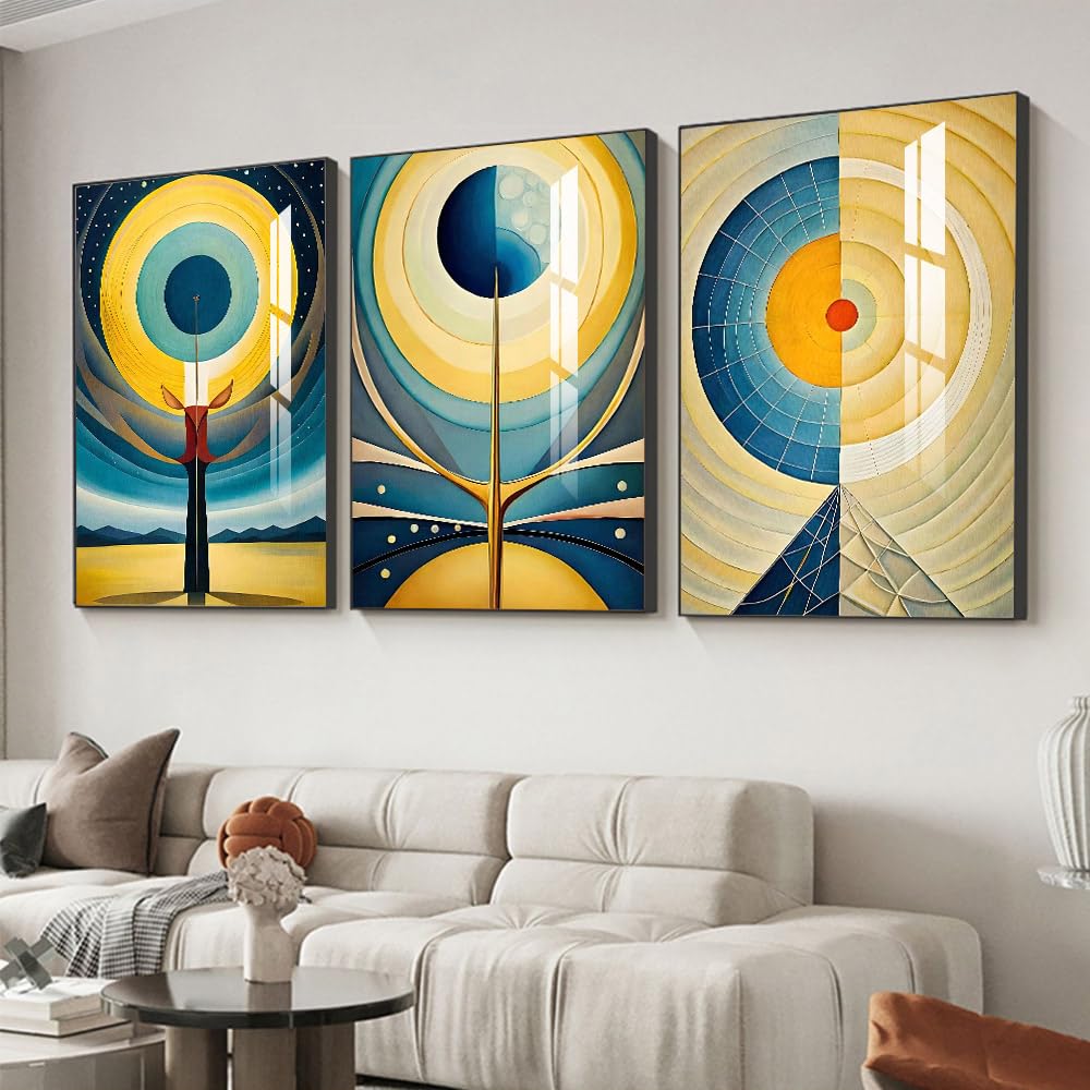 Framed Wall Art Set of 3 Bright Posters & Prints, Modern Abstract Aesthetic Pictures Decor For living room Bedroom Kitchen Office. Wall Art Decor Are Great Gifts Choice (16" X 24" X 3 pieces)