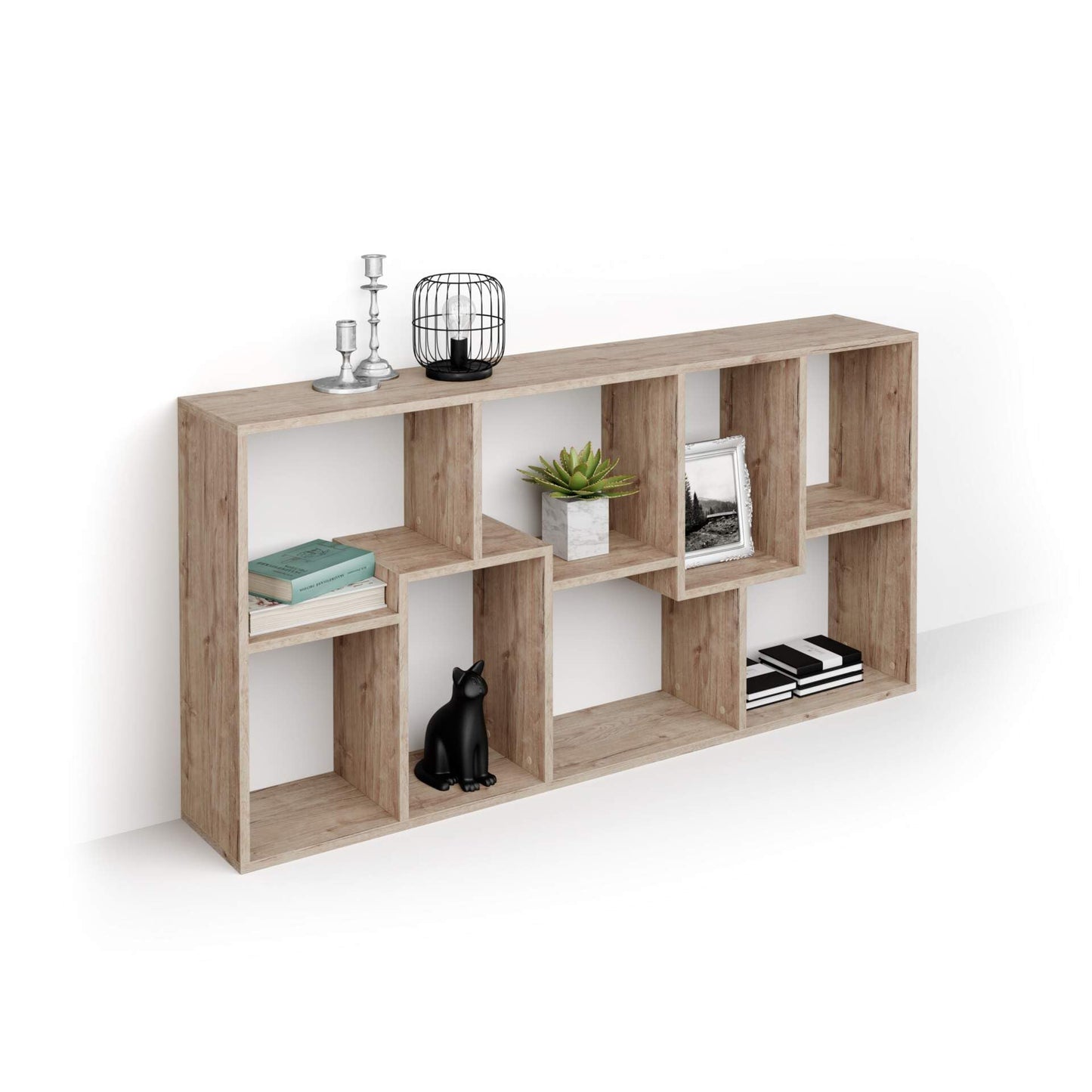 Mobili Fiver, Iacopo XS Bücherregal (63,31 x 31,5 Zoll), rustikale Eiche, Aufbewahrungsbücherregal, modernes Bücherregal für Wohnzimmer, Büro, italienische Möbel 