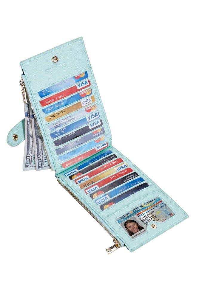 Travelambo RFID Wallet Women Large Size Bifold Multi Card Wallet Case with Zipper Pocke Credit Card Holder for Women