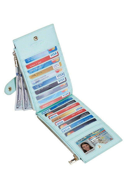 Travelambo RFID Wallet Women Large Size Bifold Multi Card Wallet Case with Zipper Pocke Credit Card Holder for Women