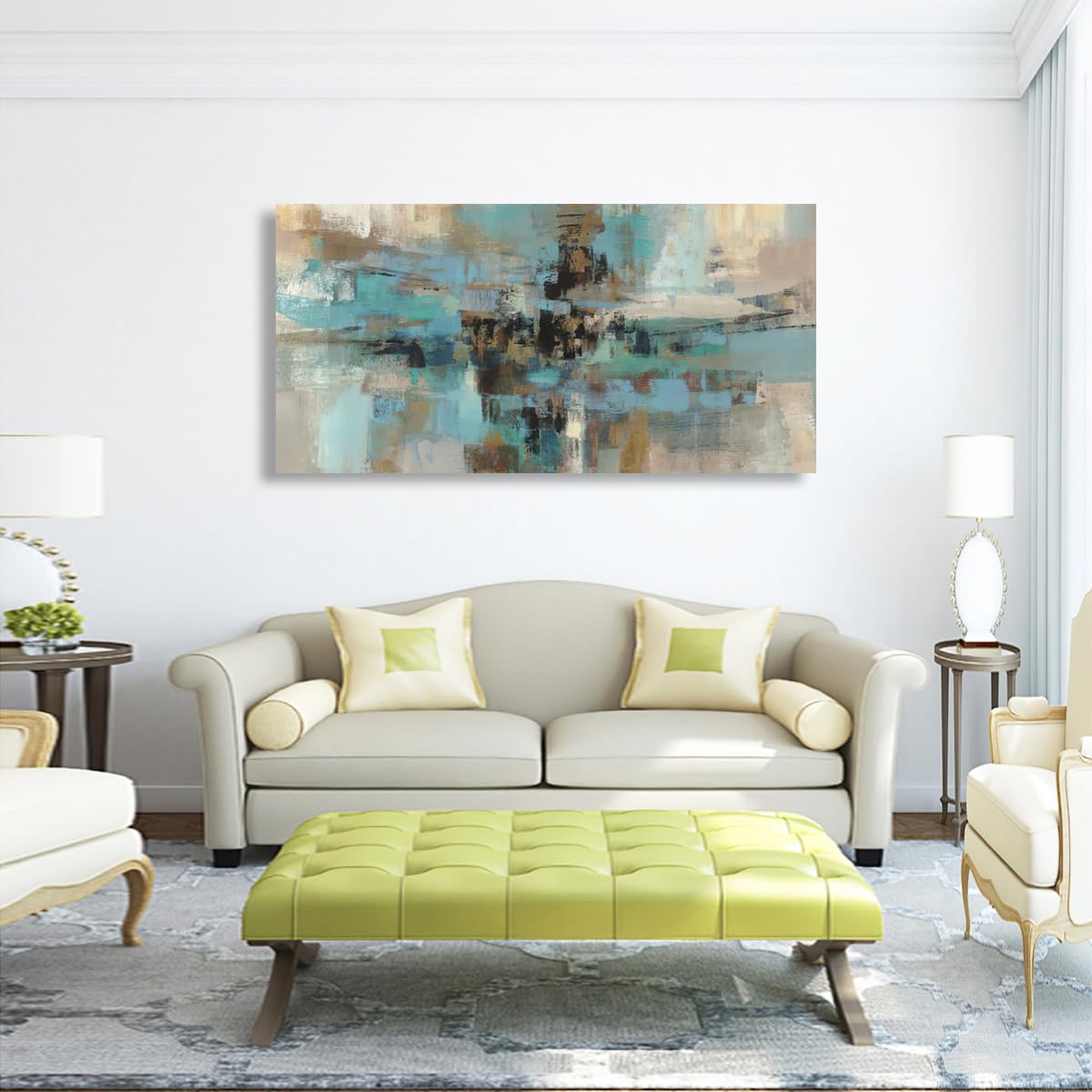 Golden Lotus Pictures Canvas Wall Art for Living room Office Bedroom Wall Decor,Flowers Wall Art Print Paintings Modern Abstract Oil Painting Artwork Waterproof Ready to Hang-20x40inch