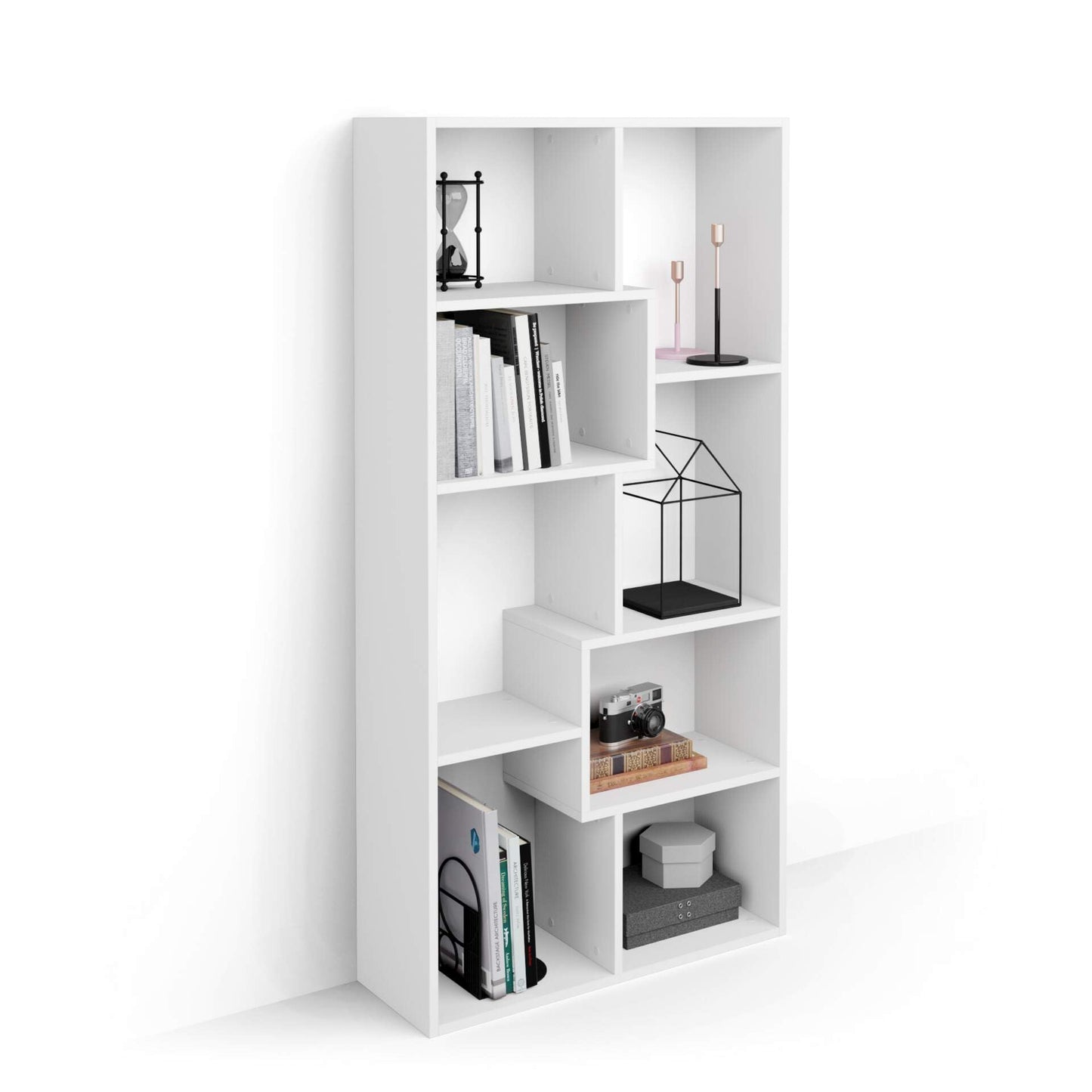 Mobili Fiver, Iacopo XS Bücherregal (63,31 x 31,5 Zoll), rustikale Eiche, Aufbewahrungsbücherregal, modernes Bücherregal für Wohnzimmer, Büro, italienische Möbel 