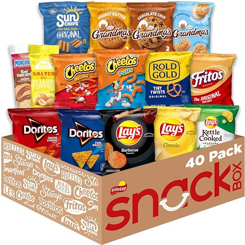 Frito Lay Ultimate Snack Care Package, Variety Assortment of Chips, Cookies, Crackers & More, (Pack of 40)