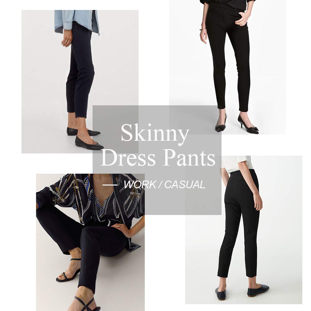 Ginasy Dress Pants for Women Business Casual Stretch Pull On Work Office Dressy Leggings Skinny Trousers with Pockets