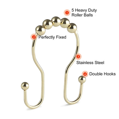 2-Pack Shower Curtain Hooks –12-Piece Each