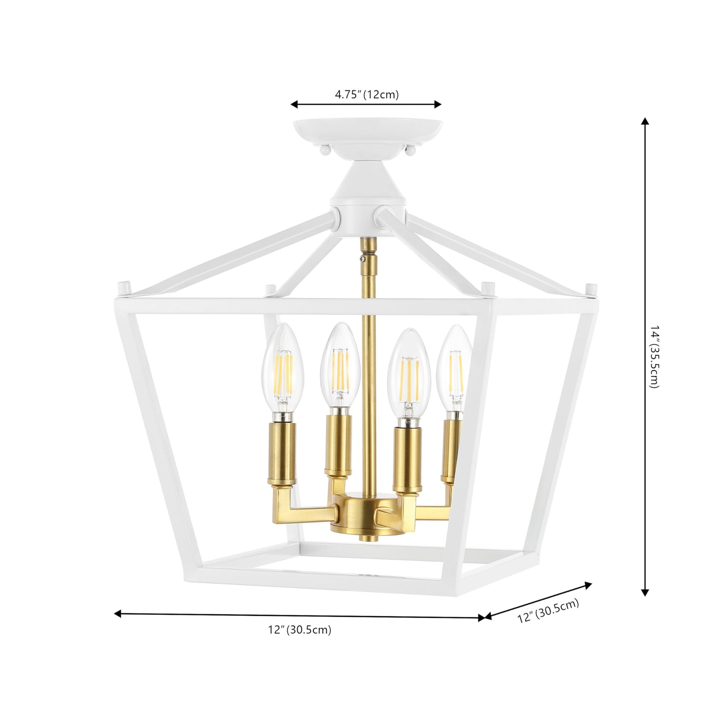 JONATHAN Y JYL7610A Plains Mini-Laterne, 30,5 cm, 4 Lichter, Eisen, modernes Bauernhaus-LED-Bündigeinbauset, rustikal, industriell, dimmbar, 2700 K, gemütliches warmes Licht, für Küche, Flur, Badezimmer, Treppenhaus, ölgeriebene Bronze 