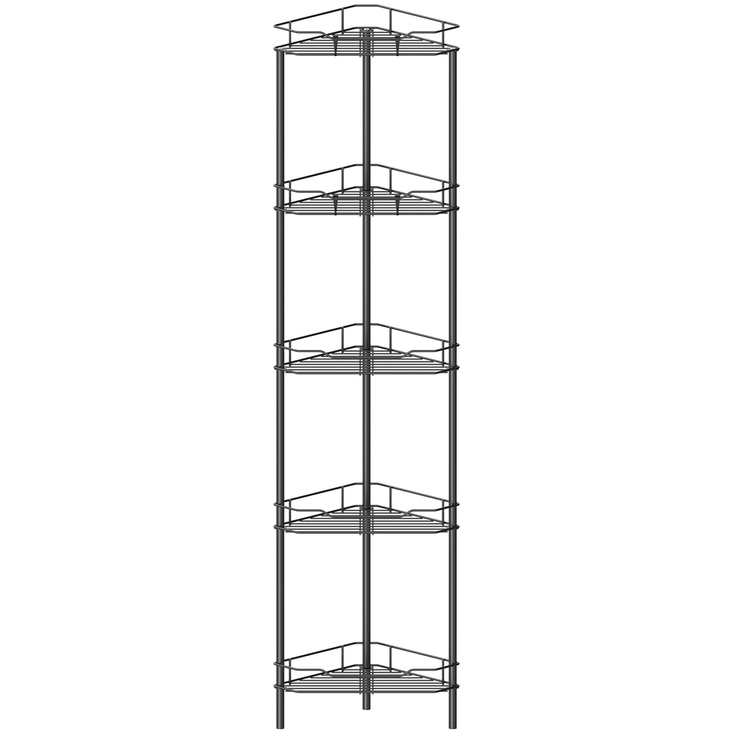 4 Tier Floor Standing Corner Shower Caddy Organizer Shelf with Hooks