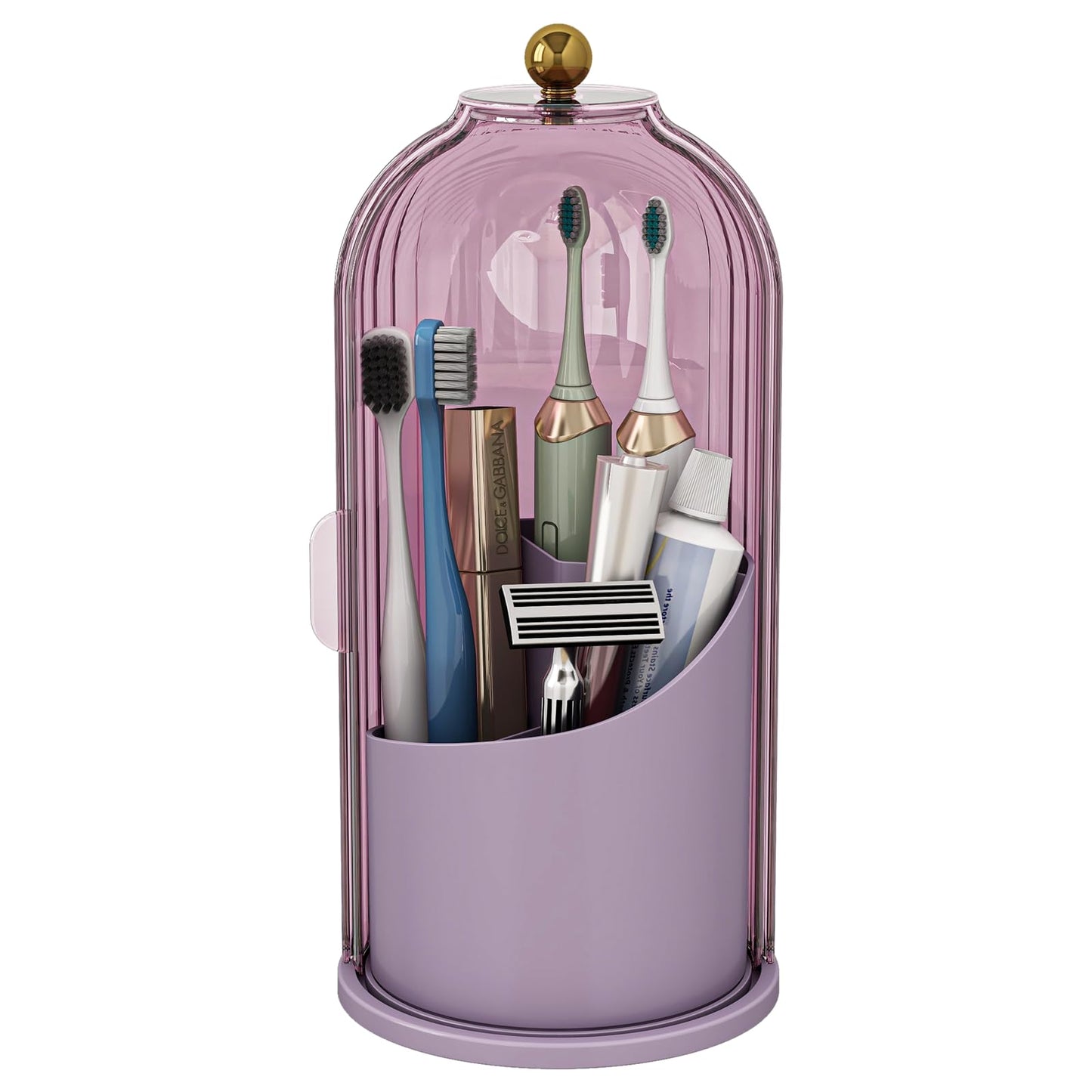 Multi-Use Bathroom Caddy, Dustproof Rotating Organizer with Cover