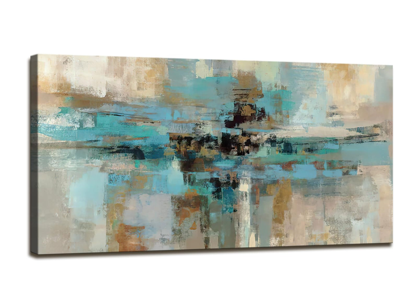 DZL Art A74675 Gold Abstract Painting Modern Decor Wall Art Gold Canvas Gray Painting Contemporary Decor Gray Abstract Canvas Living Room Art Painting