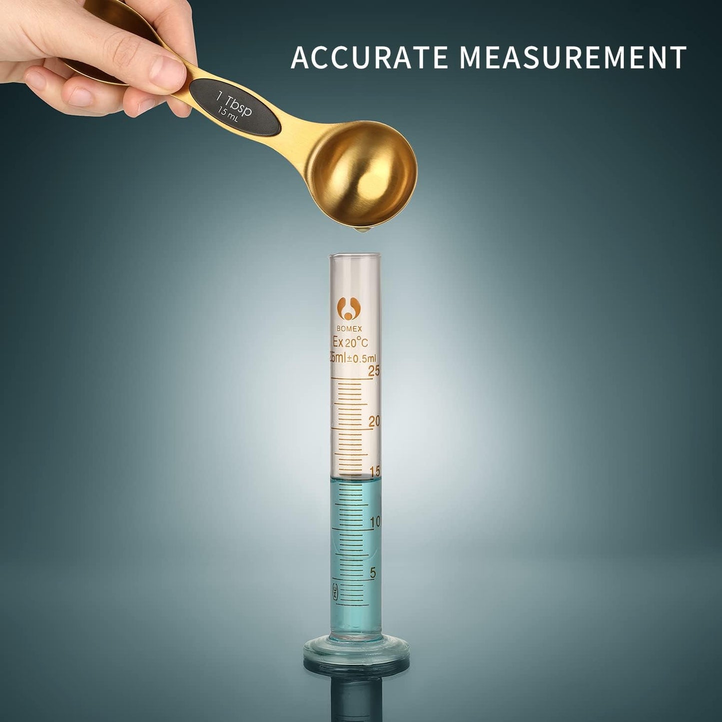 Ensemble de cuillères à mesurer magnétiques, en acier inoxydable, double face, empilables, double face pour mesurer les ingrédients secs et liquides, s'adapte aux pots à épices, lot de 8 (doré) 