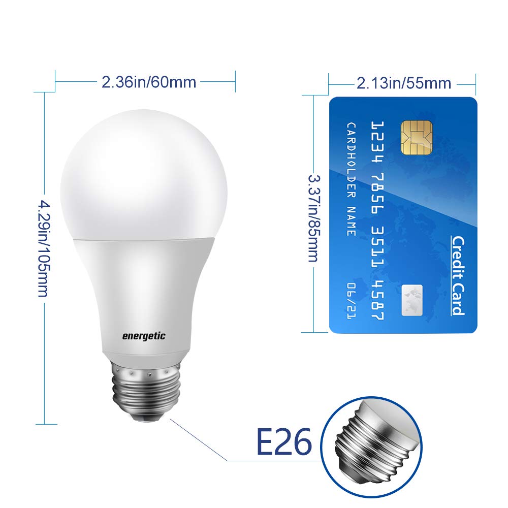 Ampoule LED A19 énergétique, lot de 24, équivalent 60 W, lumière du jour 5 000 K, culot moyen E26, ampoule LED non variable, homologuée UL 