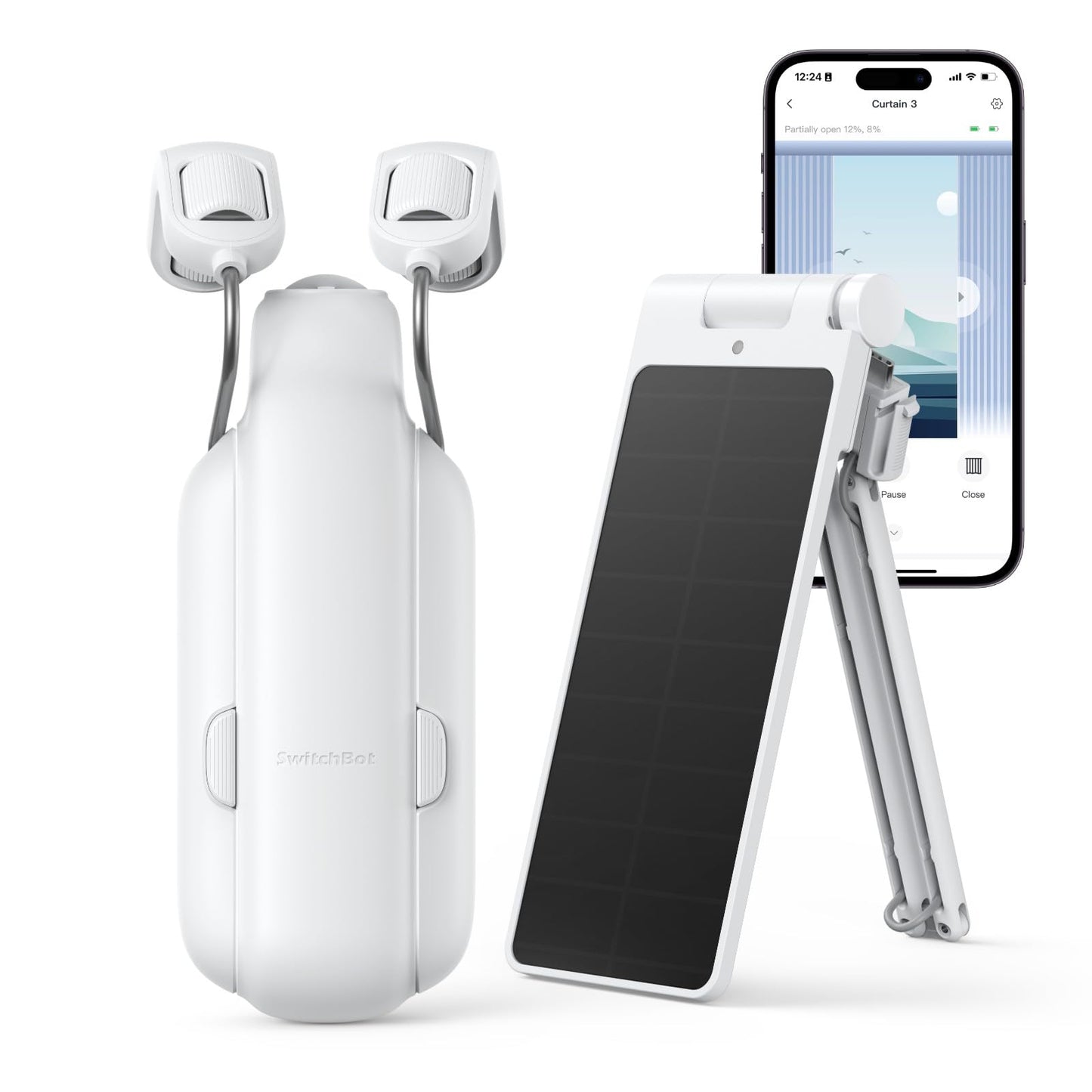 SwitchBot Automatic Curtain Opener - Bluetooth Remote Control Smart Curtain with App/Timer, Upgraded High-Performance Motor, Add SwitchBot Hub to Work with Alexa, Google Home, HomeKit (Curtain 3, Rod)