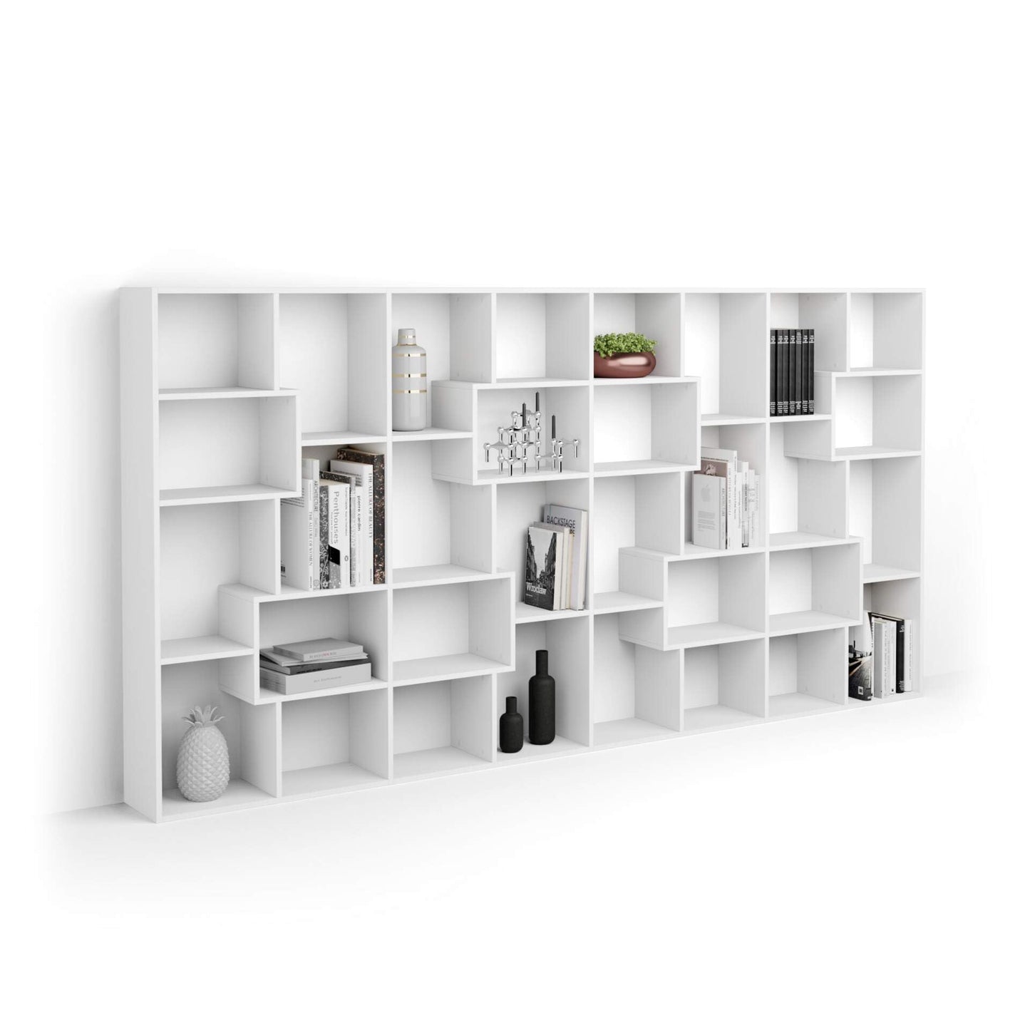 Mobili Fiver, Iacopo XS Bücherregal (63,31 x 31,5 Zoll), rustikale Eiche, Aufbewahrungsbücherregal, modernes Bücherregal für Wohnzimmer, Büro, italienische Möbel 