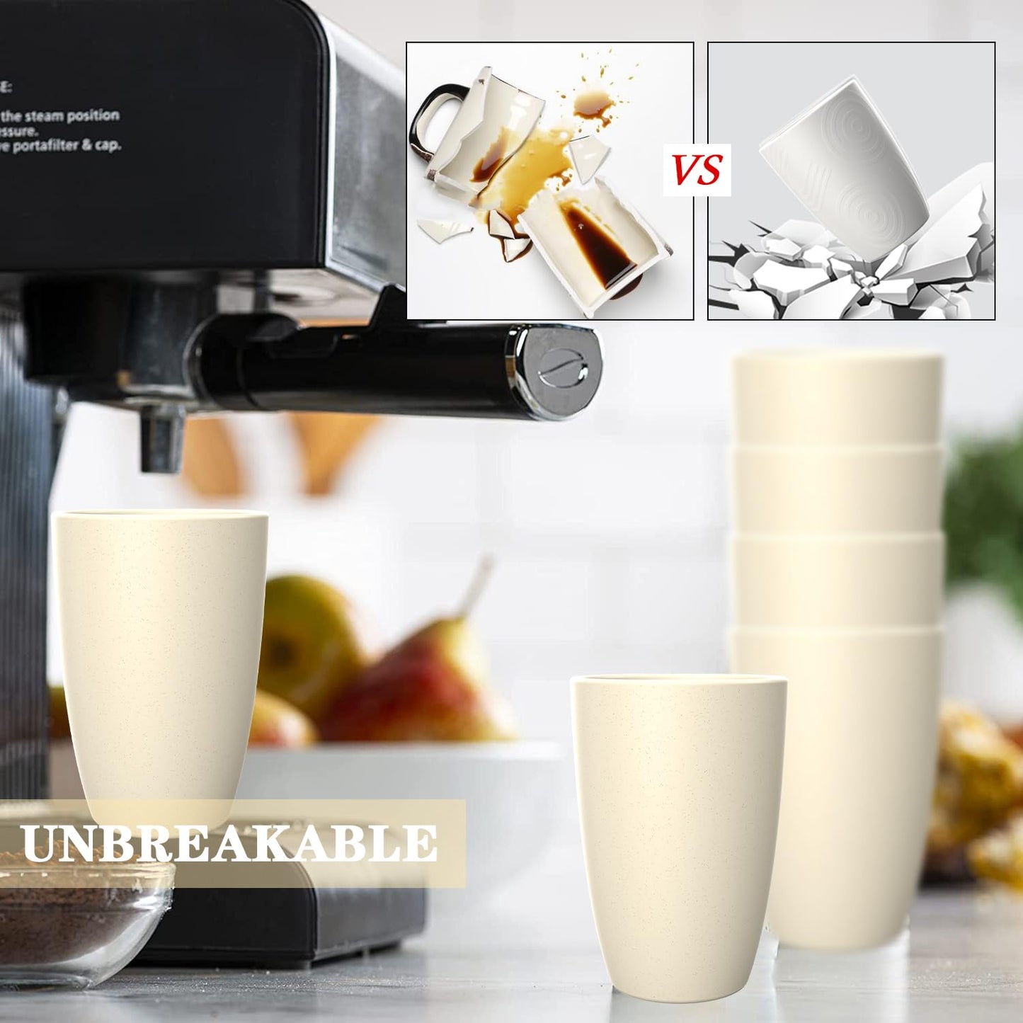 Homienly Wheat Straw Cups – Reusable, Unbreakable, Tumblers, Stackable & Dishwasher Safe