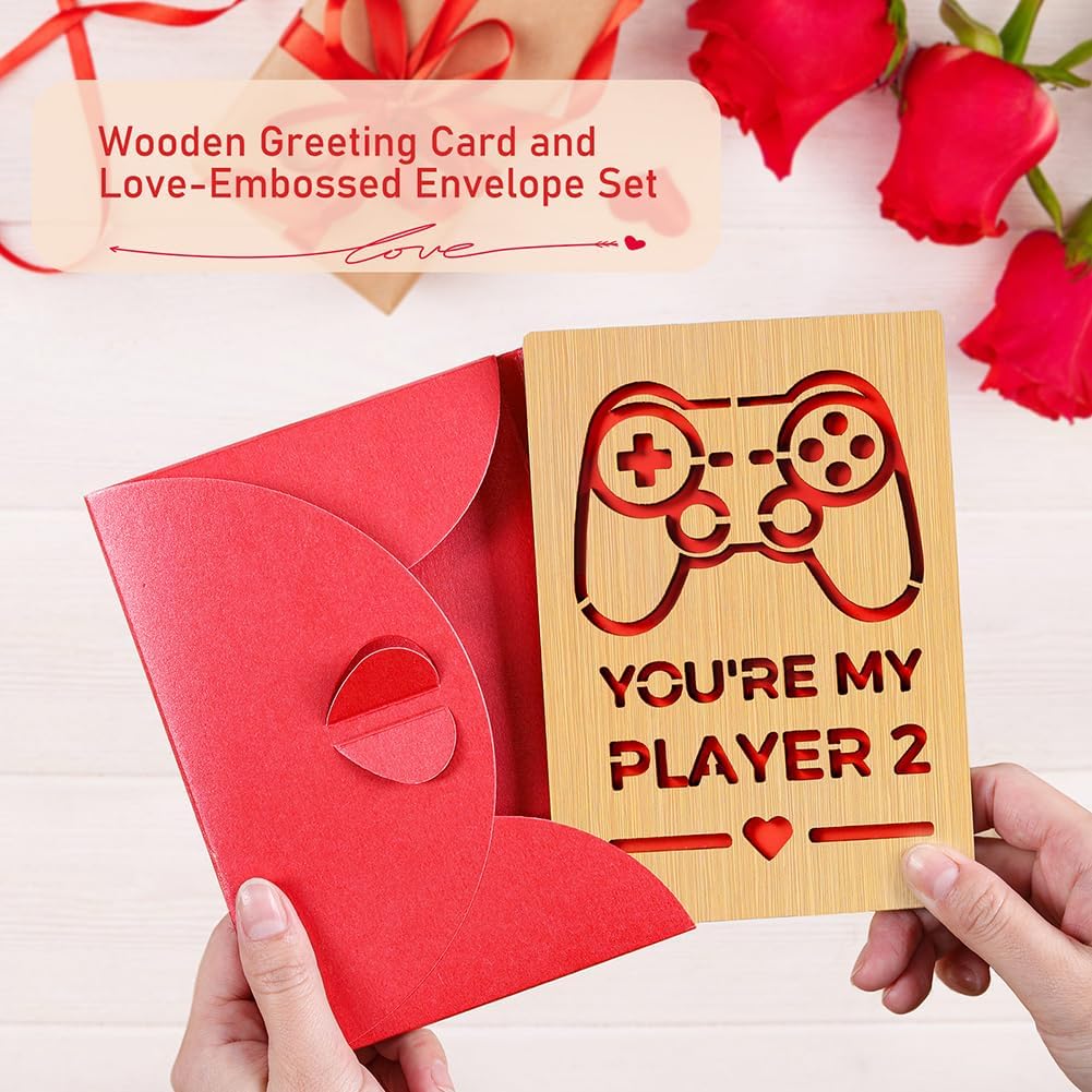 Wooden Valentines Day Card for Her Him, Romantic Wood Happy Valentines Day Gifts for Husband Wife Girlfriend Boyfriend, Wooden Valentine Greeting Card