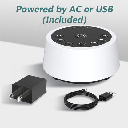 White Noise Machine – 25 Soothing Sounds, Color Night Light, Timers