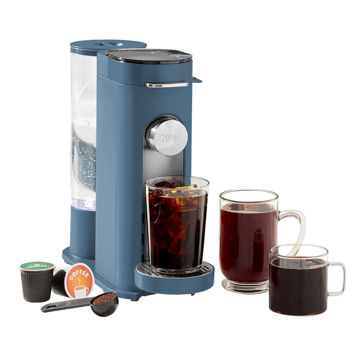 Ninja Pods & Grounds Single-Serve Coffee Maker, K-Cup Compatible, Brews Hot & Iced Coffee, Compact, 56-oz Reservoir, 6-oz Cup to 24-oz Travel Mug Sizes, PB041ST
