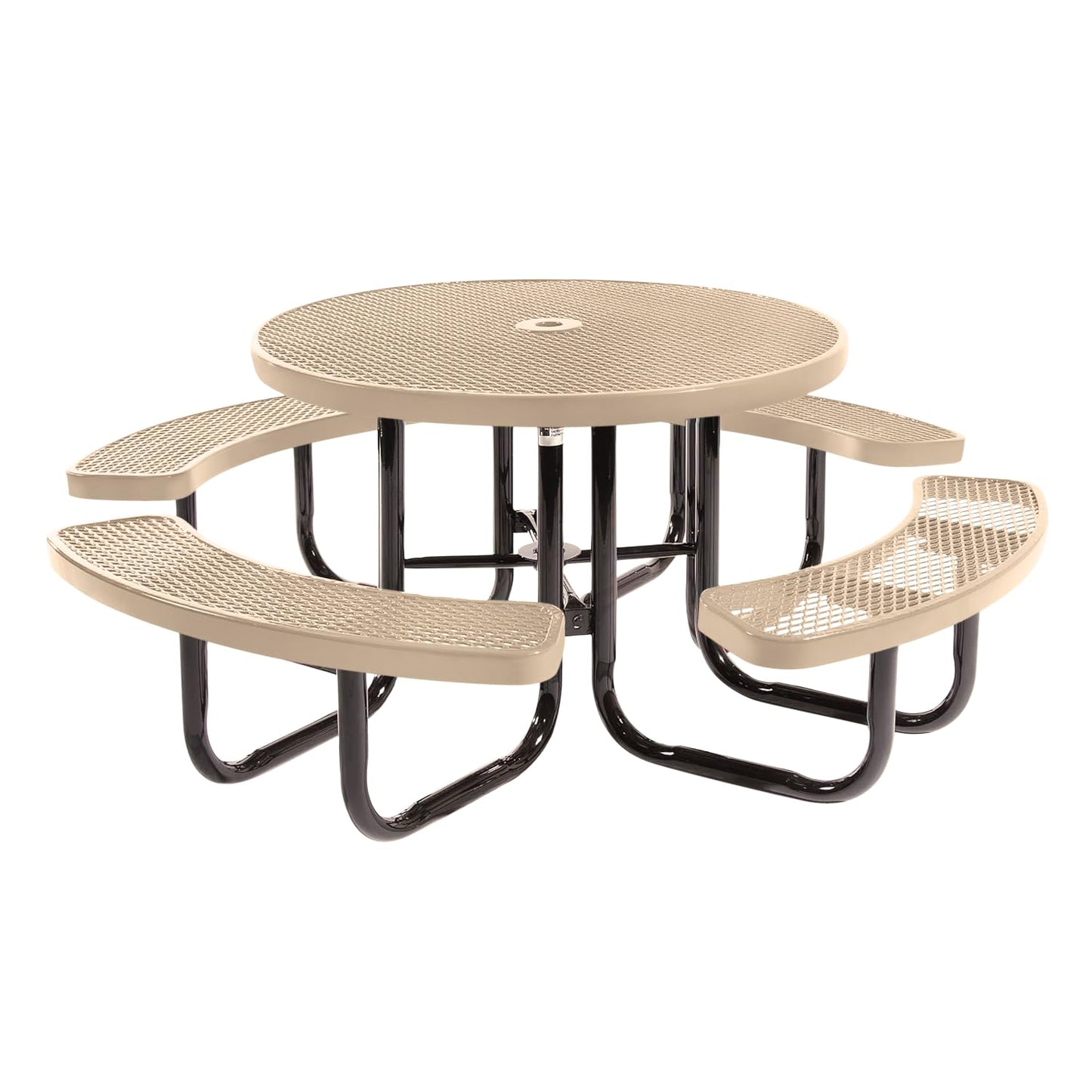 Table de pique-nique d'extérieur portable et robuste avec trou pour parasol, mobilier d'extérieur en métal déployé de qualité commerciale, fabriqué en Amérique (plateau rond de 46 po, bleu clair) 