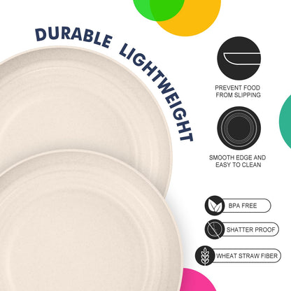 Homienly Wheat Straw Dinner Plates – Unbreakable set of 8