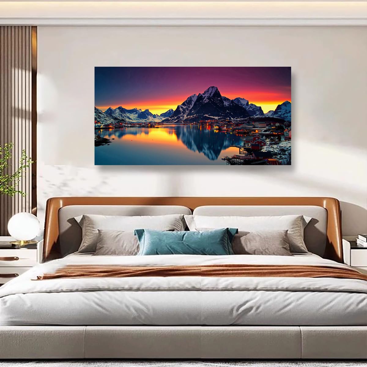 Golden Lotus Pictures Canvas Wall Art for Living room Office Bedroom Wall Decor,Flowers Wall Art Print Paintings Modern Abstract Oil Painting Artwork Waterproof Ready to Hang-20x40inch