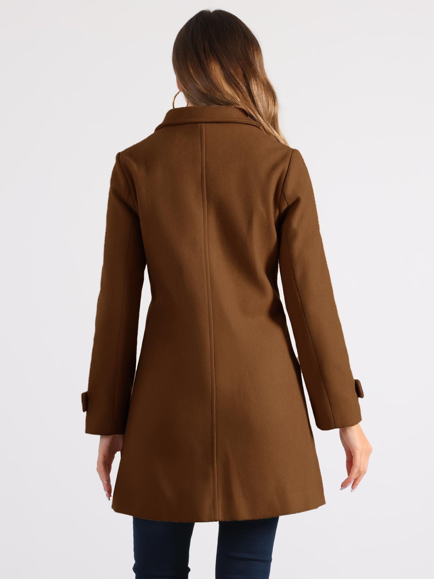 Manteau d'hiver pour femme Allegra K, col Peter Pan, mi-cuisse, coupe trapèze, simple boutonnage