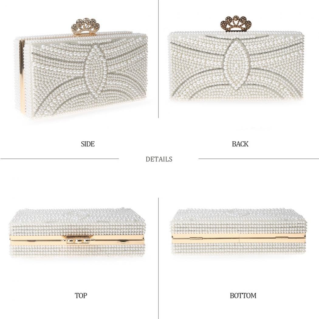 jessie Evening Bags and Clutches, Women's Beaded Evening Handbags Cocktail Prom Bridal Pearl Clutch Purses for Women Wedding