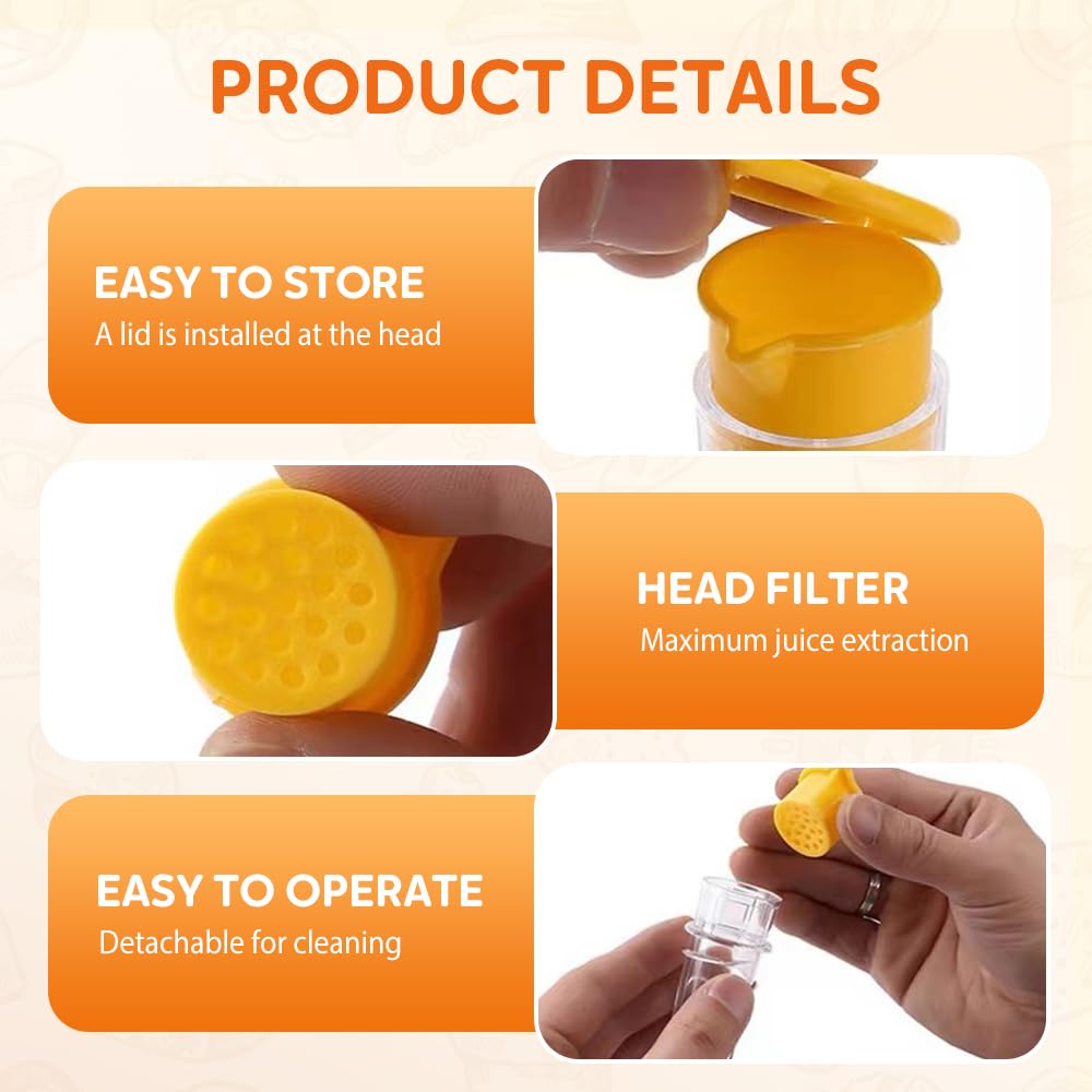 Lemon Squeezer,2025 New Screw-Top Lemon Squeezer Manual Lemon Juicer with Built-In Filter Orange Citrus Press, Spout for Cocktails Drinks Easy to Use (yellow+green2pcs)
