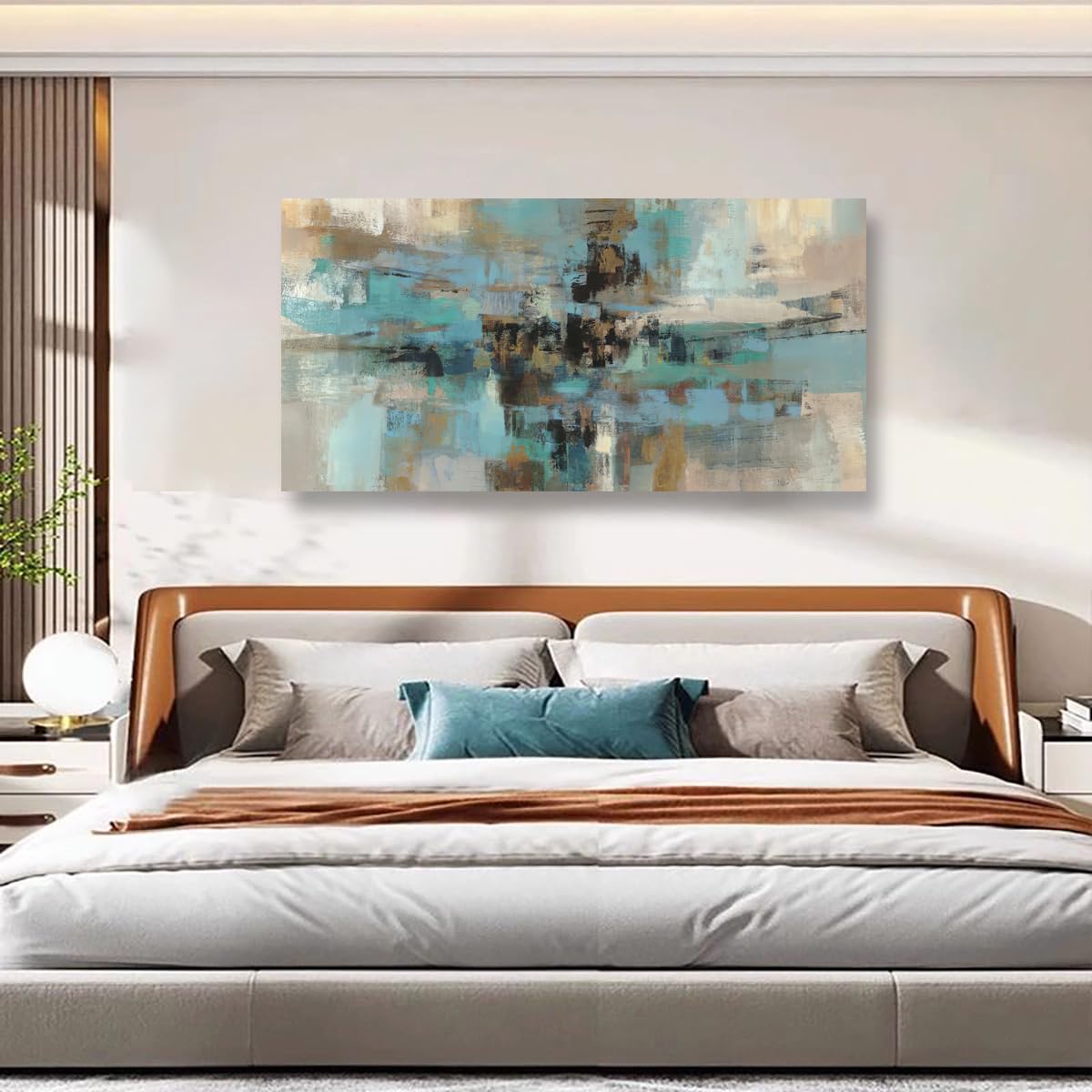 Golden Lotus Pictures Canvas Wall Art for Living room Office Bedroom Wall Decor,Flowers Wall Art Print Paintings Modern Abstract Oil Painting Artwork Waterproof Ready to Hang-20x40inch