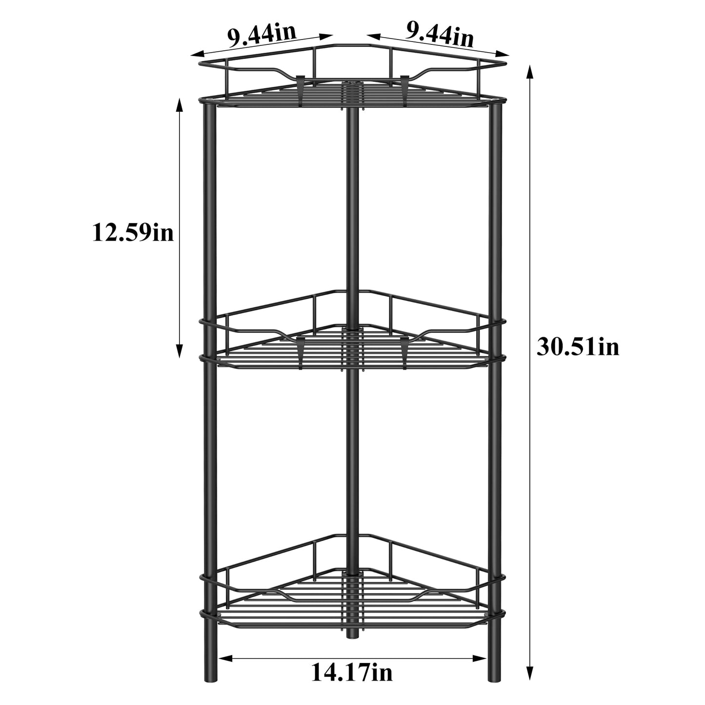4 Tier Floor Standing Corner Shower Caddy Organizer Shelf with Hooks