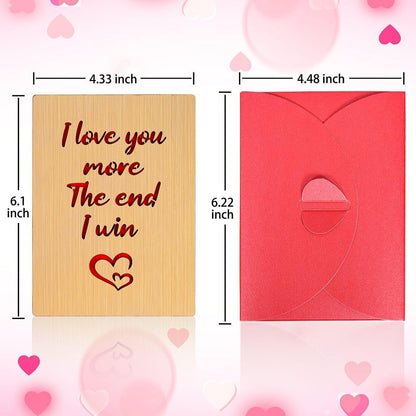 Wooden Valentines Day Card for Her Him, Romantic Wood Happy Valentines Day Gifts for Husband Wife Girlfriend Boyfriend, Wooden Valentine Greeting Card