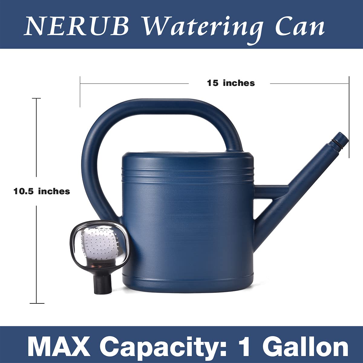 Watering Can 1 Gallon for Indoor Plants, Garden Watering Cans Outdoor Plant House Flower, Gallon Watering Can Large Long Spout with Sprinkler Head (Green)
