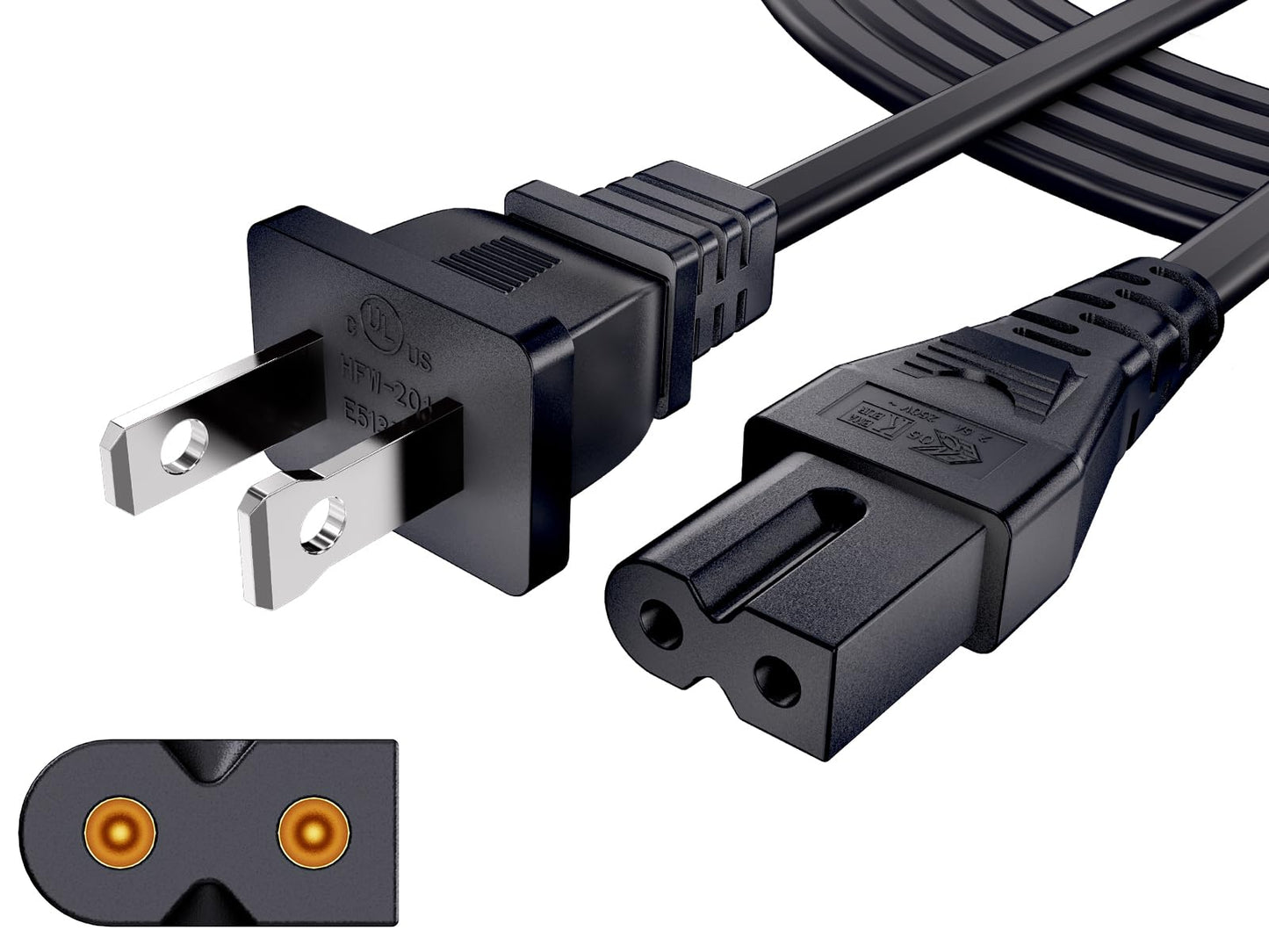 AC Power Cord for Vizio D/E/M Series TV & Soundbar, Replacement 2 Prong Polarized Cable 6 Feet