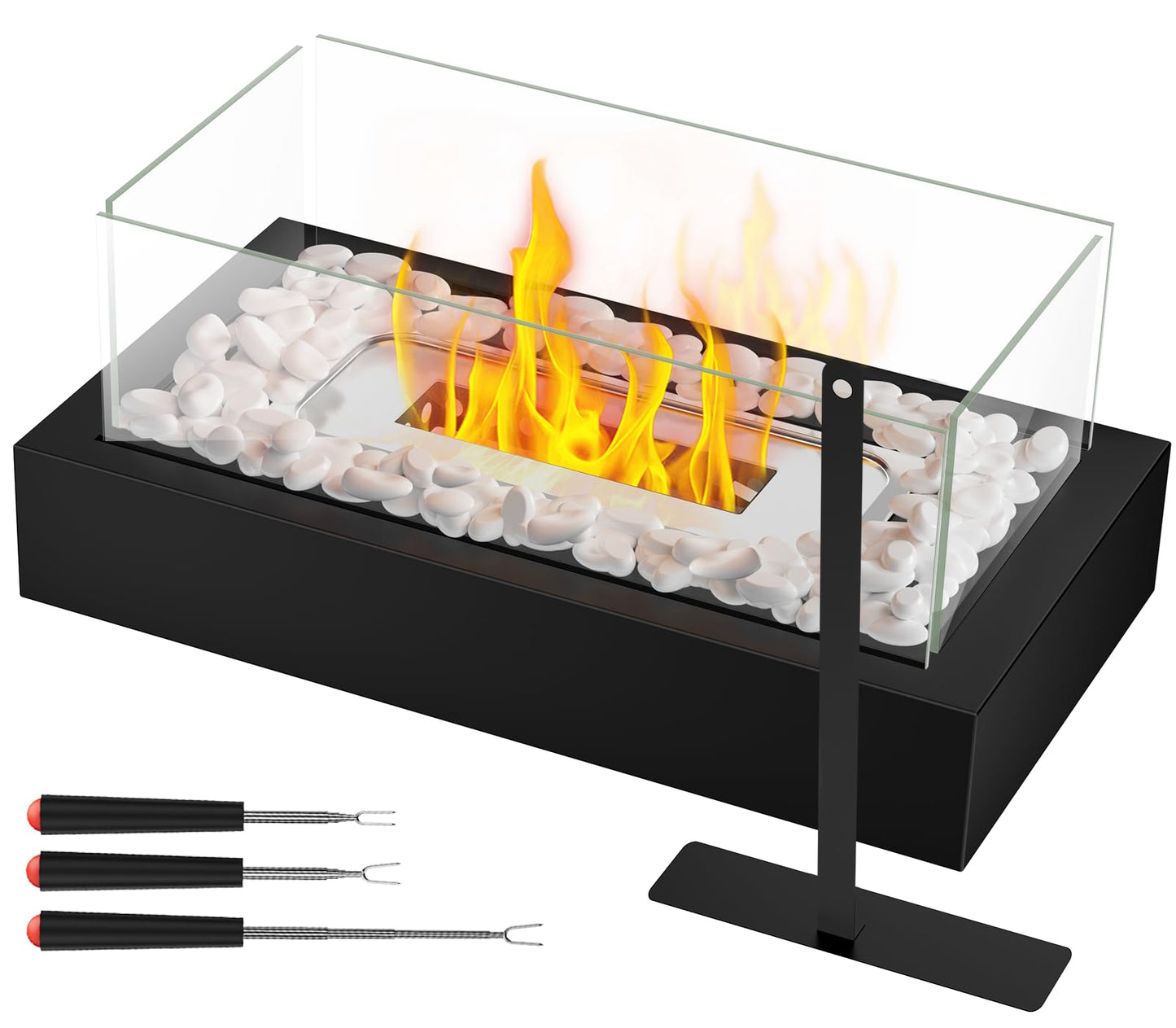 Tabletop Fire Pit, Portable Smores Maker Kit Indoor/Outdoor Mini Small Fireplace Table Top Decor Home Patio Gifts for Women Mom Housewarming Christmas Birthday White Elephant Gift