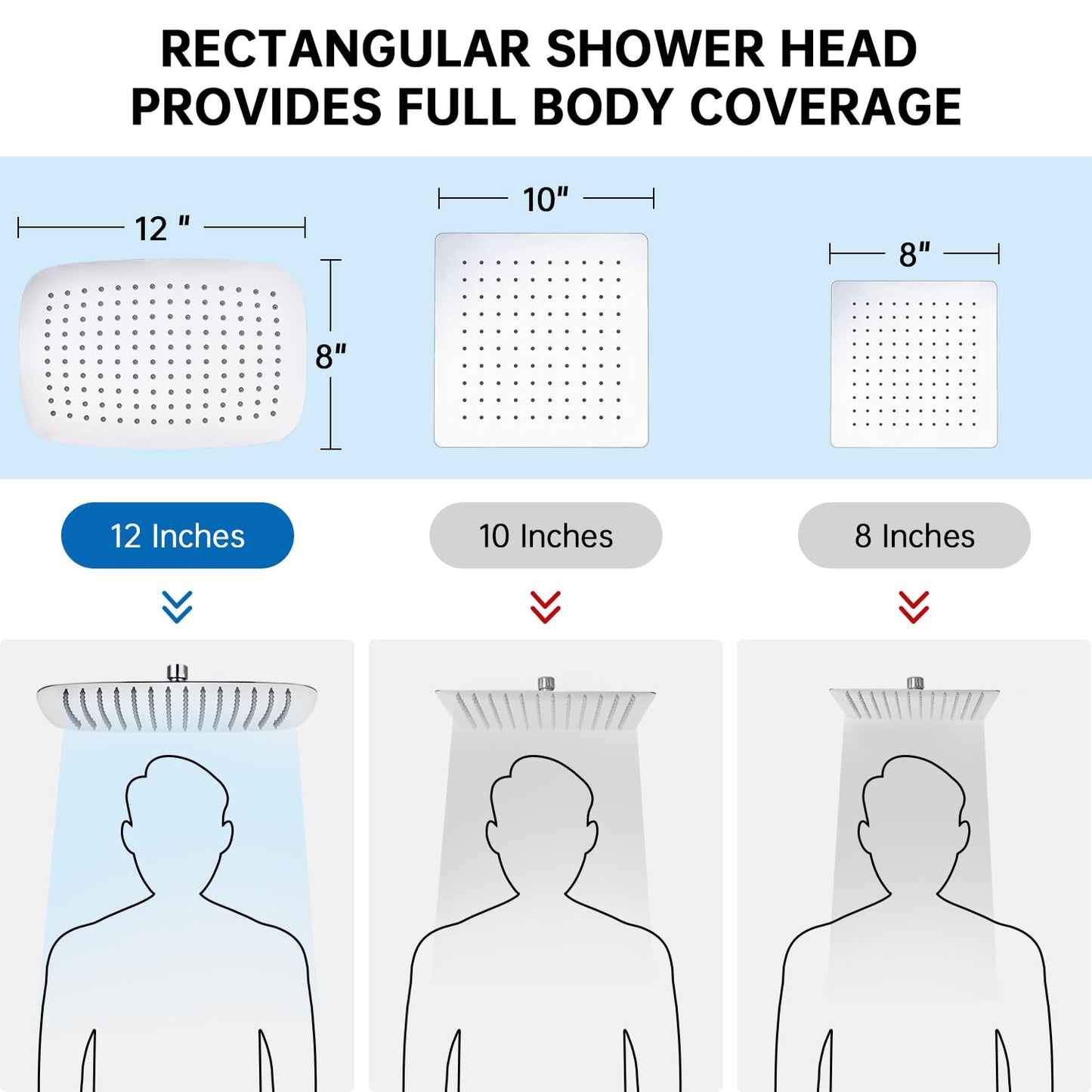 G-Promise All Metal 12 Inch Shower Head with Massage Mode Handheld, Rain Shower Head with Handheld Spray Combo, 3-Way Diverter with Pause Setting, 13 Inch Adjustable Extension Arm (Matte Black)