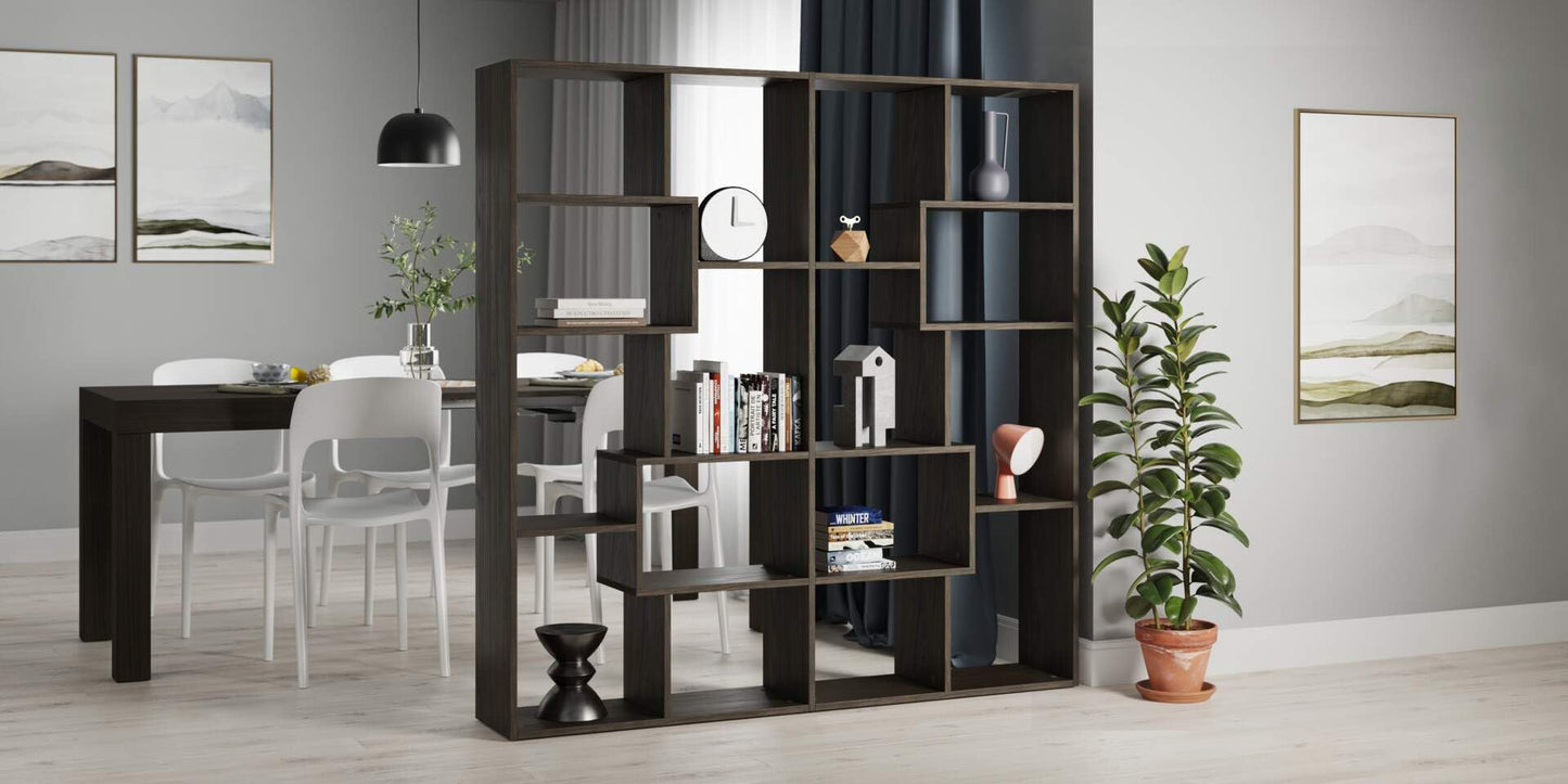 Mobili Fiver, Iacopo XS Bücherregal (63,31 x 31,5 Zoll), rustikale Eiche, Aufbewahrungsbücherregal, modernes Bücherregal für Wohnzimmer, Büro, italienische Möbel 