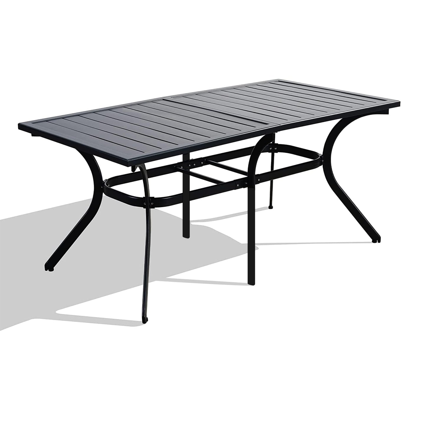 PURPLE LEAF Table à manger d'extérieur 121" X 37" Table à lattes Grande table à manger rectangulaire en aluminium pour 10 personnes Table de patio résistante aux intempéries pour jardin arrière Pelouse Porche Terrasse 