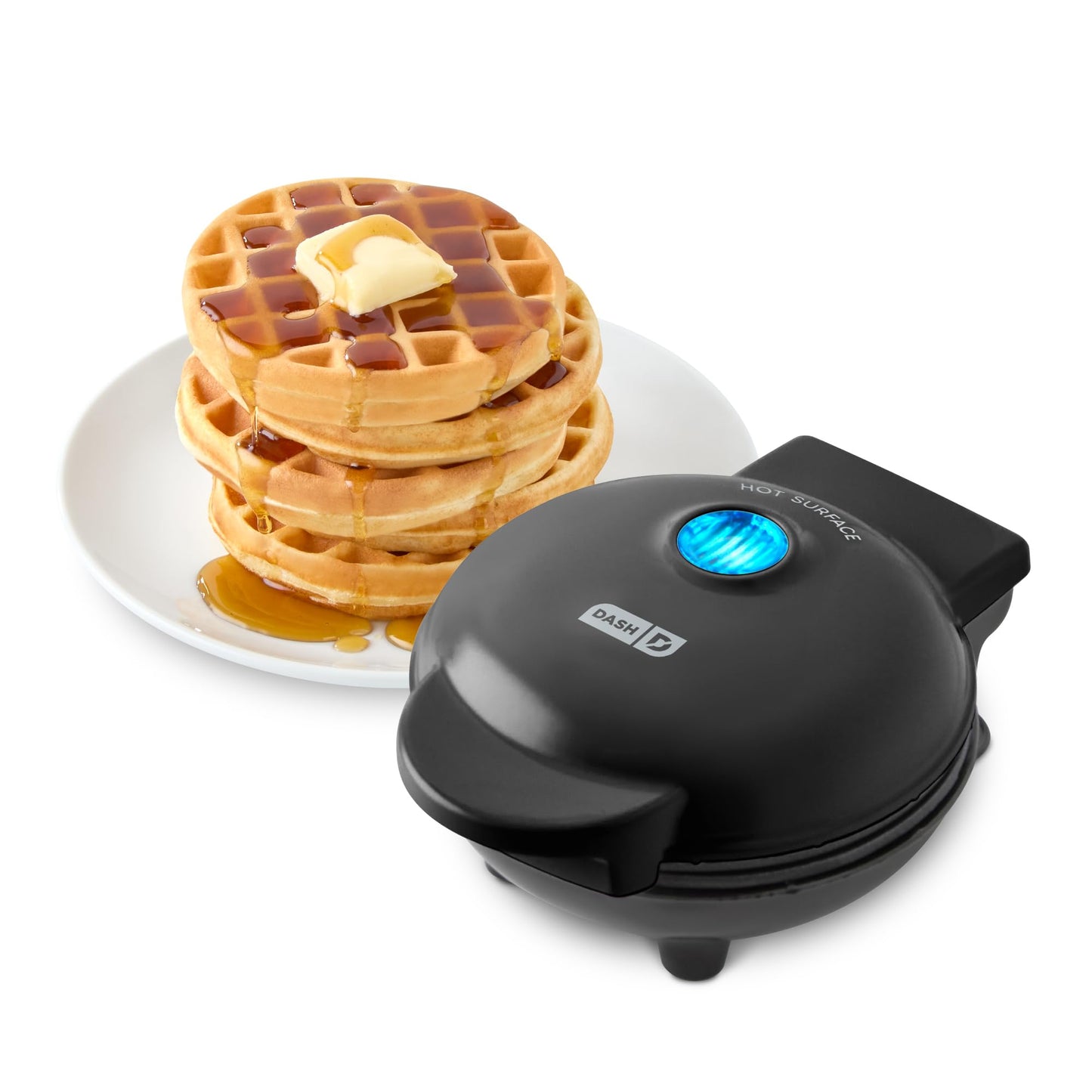 DASH Mini Maker for Individual Waffles, Hash Browns, Keto Chaffles with Easy to Clean, Non-Stick Surfaces, 4 Inch, White Pineapple