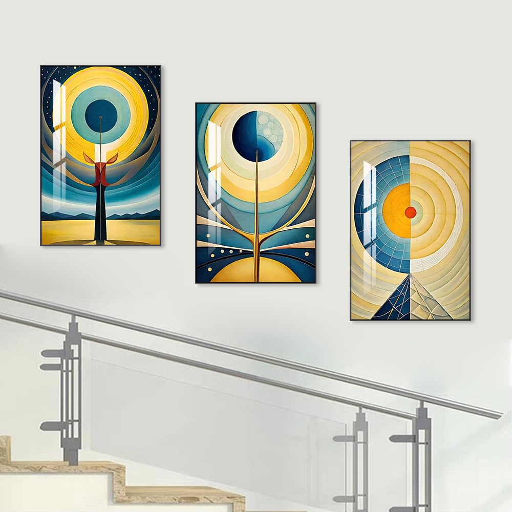 Gerahmtes Wandkunst-Set mit 3 hellen Postern und Drucken, moderne abstrakte ästhetische Bilder als Dekoration für Wohnzimmer, Schlafzimmer, Küche und Büro. Wandkunst-Dekor ist eine tolle Geschenkidee (16" x 24" x 3 Stück) 